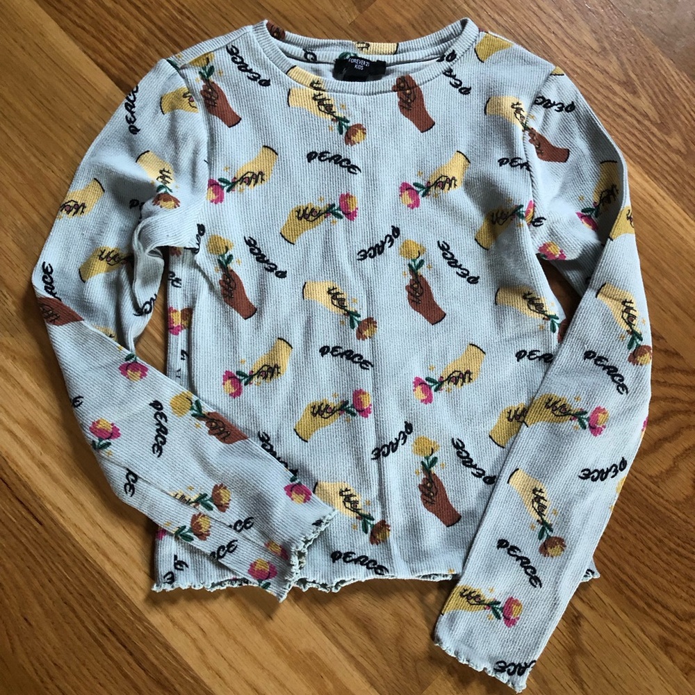 Adorable long sleeve #peace tee shirt size kids 9/10 by Forever 21 kids